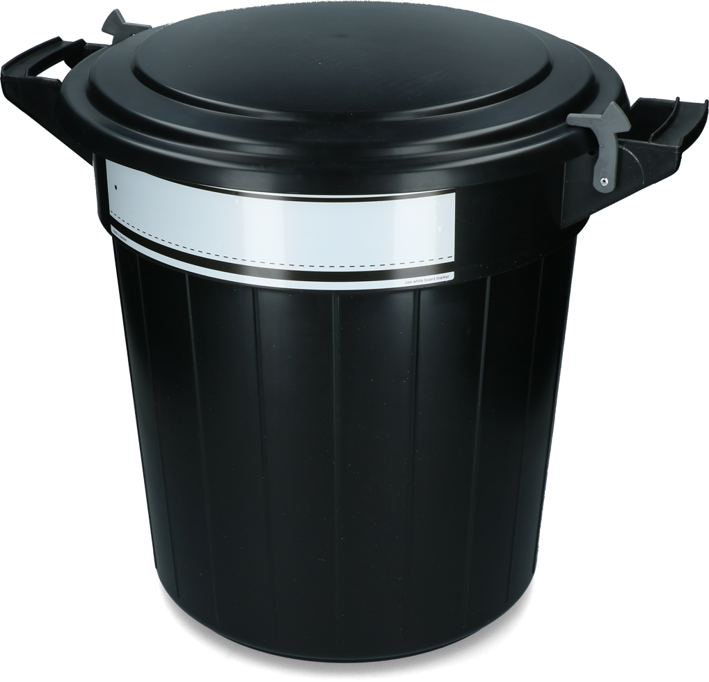 Voerton 40 liter zwart met deksel, slot - Afbeelding 4
