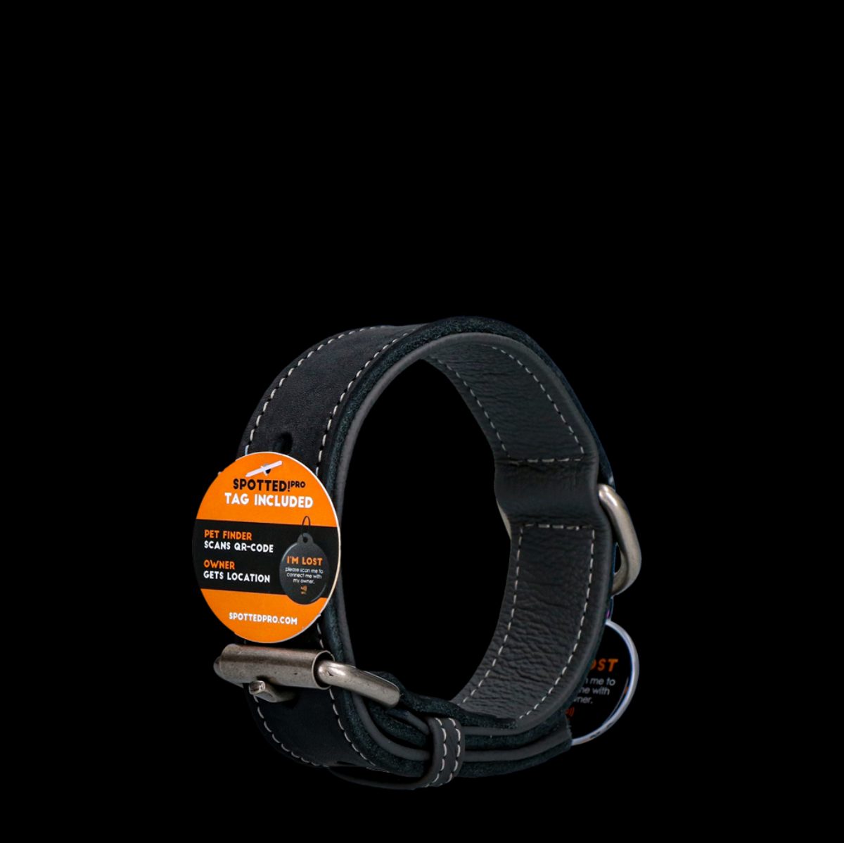 Spotted! Pro Leren Halsband Zwart 3 x 60 cm - Afbeelding 4