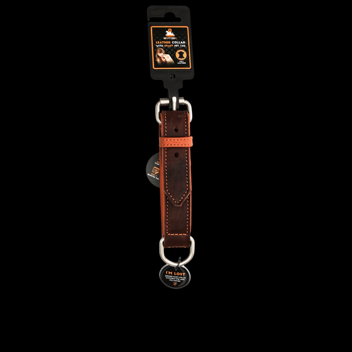Spotted! Pro Leren Halsband Bruin 2,5 x 45 cm - Afbeelding 3