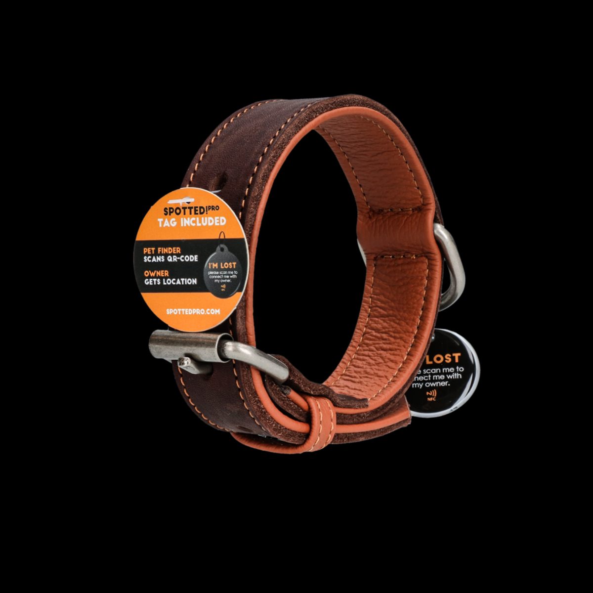 Spotted! Pro Leren Halsband Bruin 3 x 60 cm - Afbeelding 4