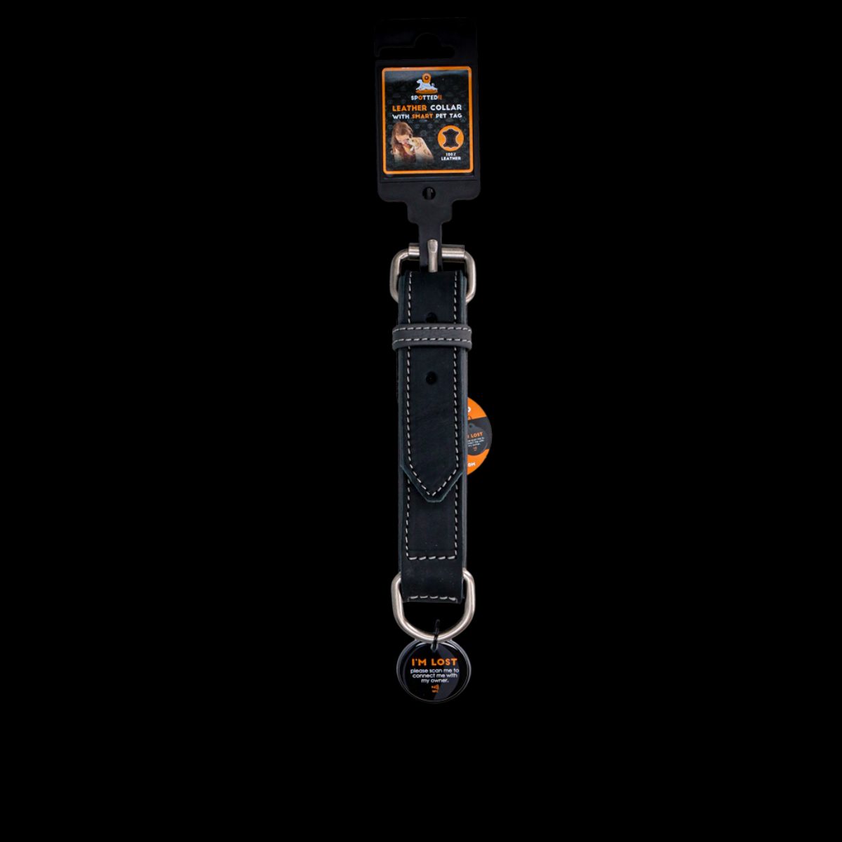 Spotted! Pro Leren Halsband Zwart 2,5 x 50 cm - Afbeelding 3