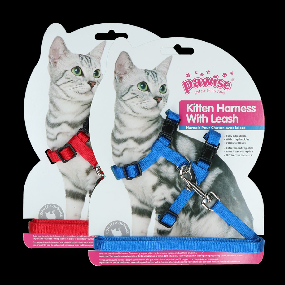Pawise Kitten Harness With Leash Red/Blue S