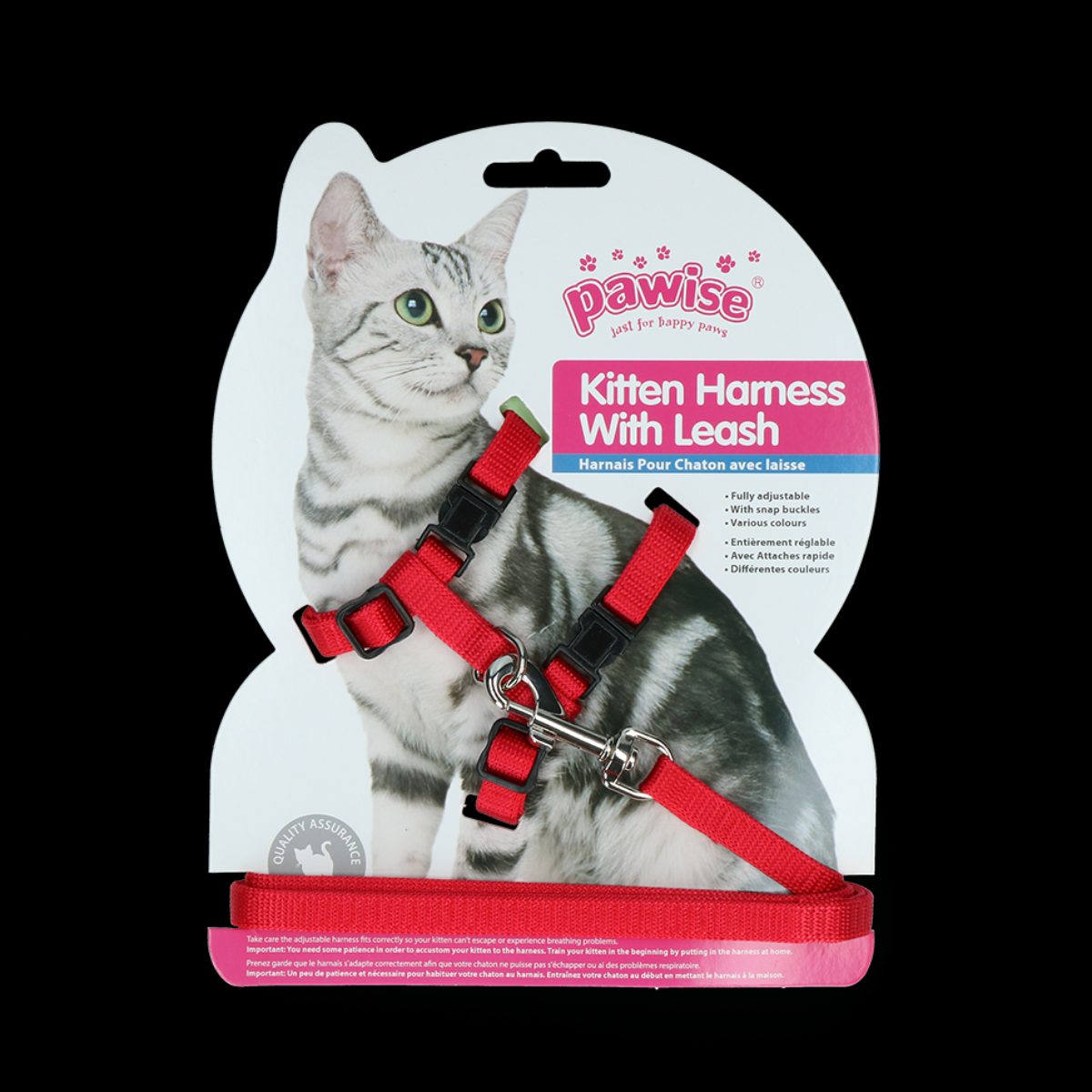 Pawise Kitten Harness With Leash Red/Blue S - Afbeelding 2