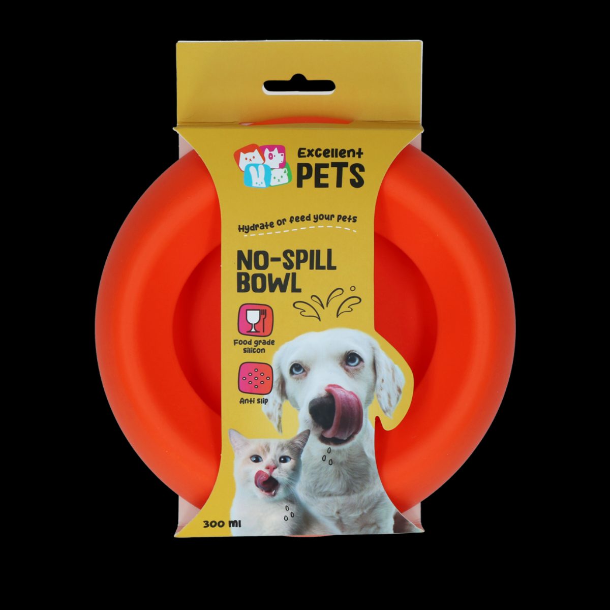 Excellent Pets No-Spill Bowl 300ml Oranje S