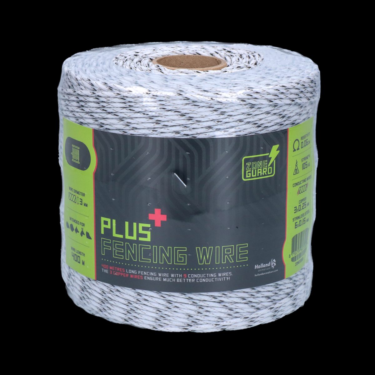 ZoneGuard 3 mm Plus afrasteringsdraad wit en zwart 400 m