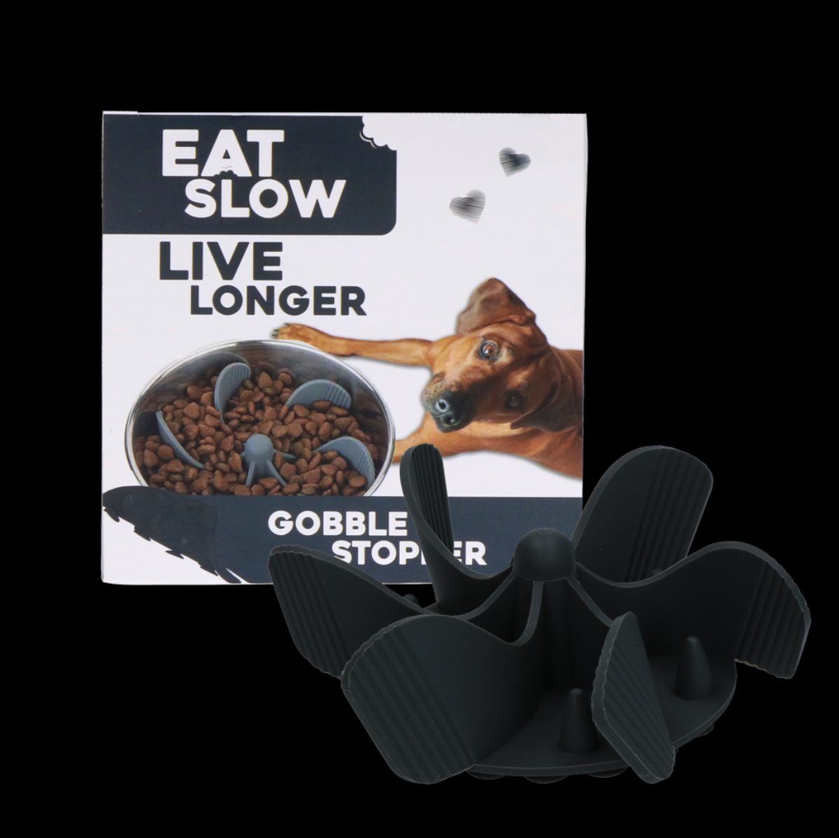 Eat Slow Live Longer Gobble Stopper Grijs M
