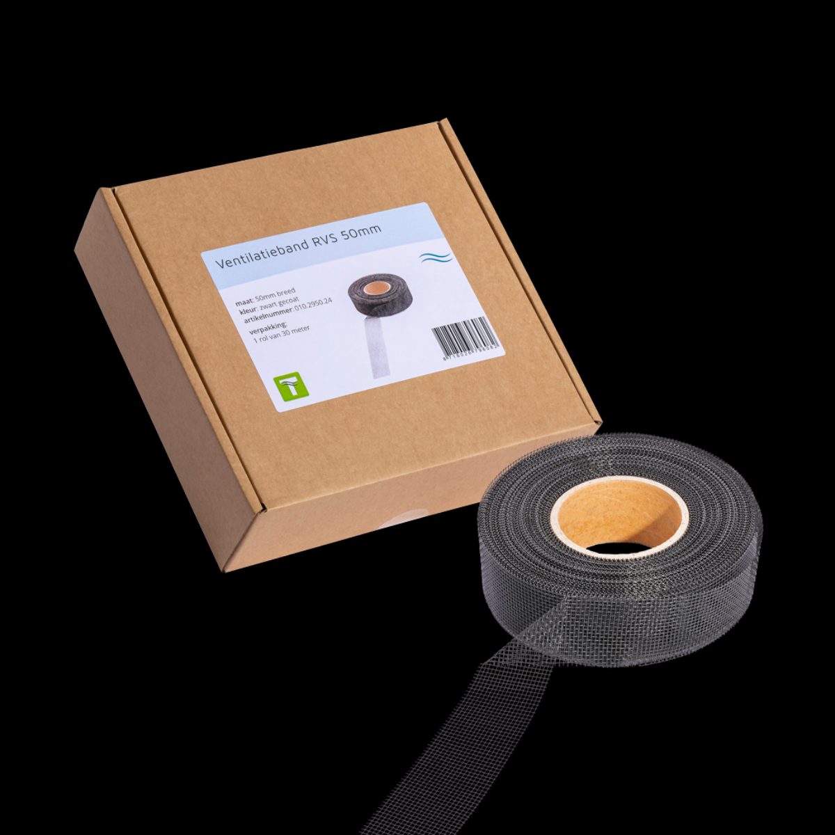Ventilatieband RVS Zwart 30 m x 5 cm