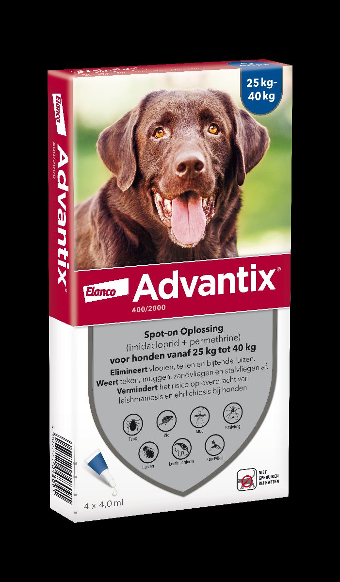Advantix vlooien- en tekenpipet voor honden 400/2000 (25 tot 40 kg) 4 pipetten