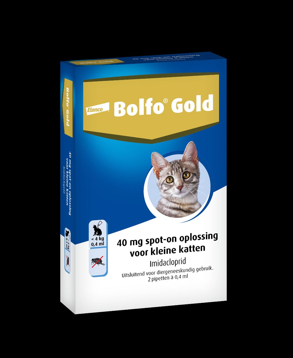Bolfo Gold Vlooiendruppels Kat - Tot 4 kg - 40 mg 2 pipetten