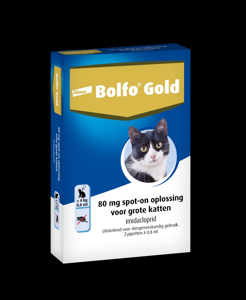 Bolfo Gold Vlooiendruppels Kat - Vanaf 4 kg - 80 mg 2 pipetten