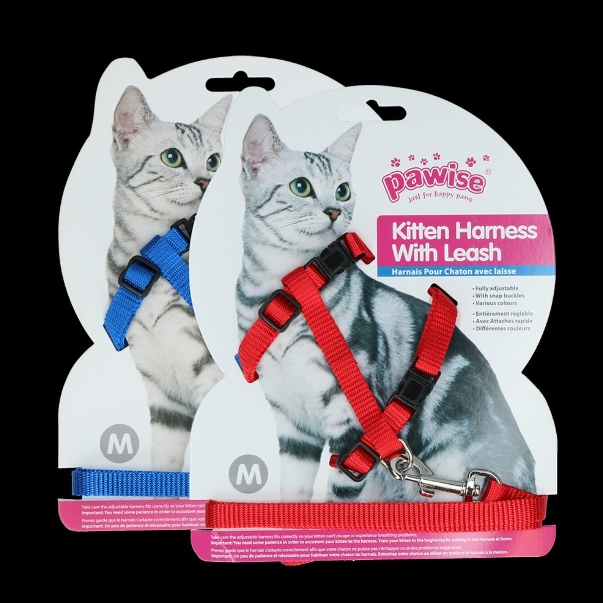Pawise Kitten Harness With Leash Red/Blue M