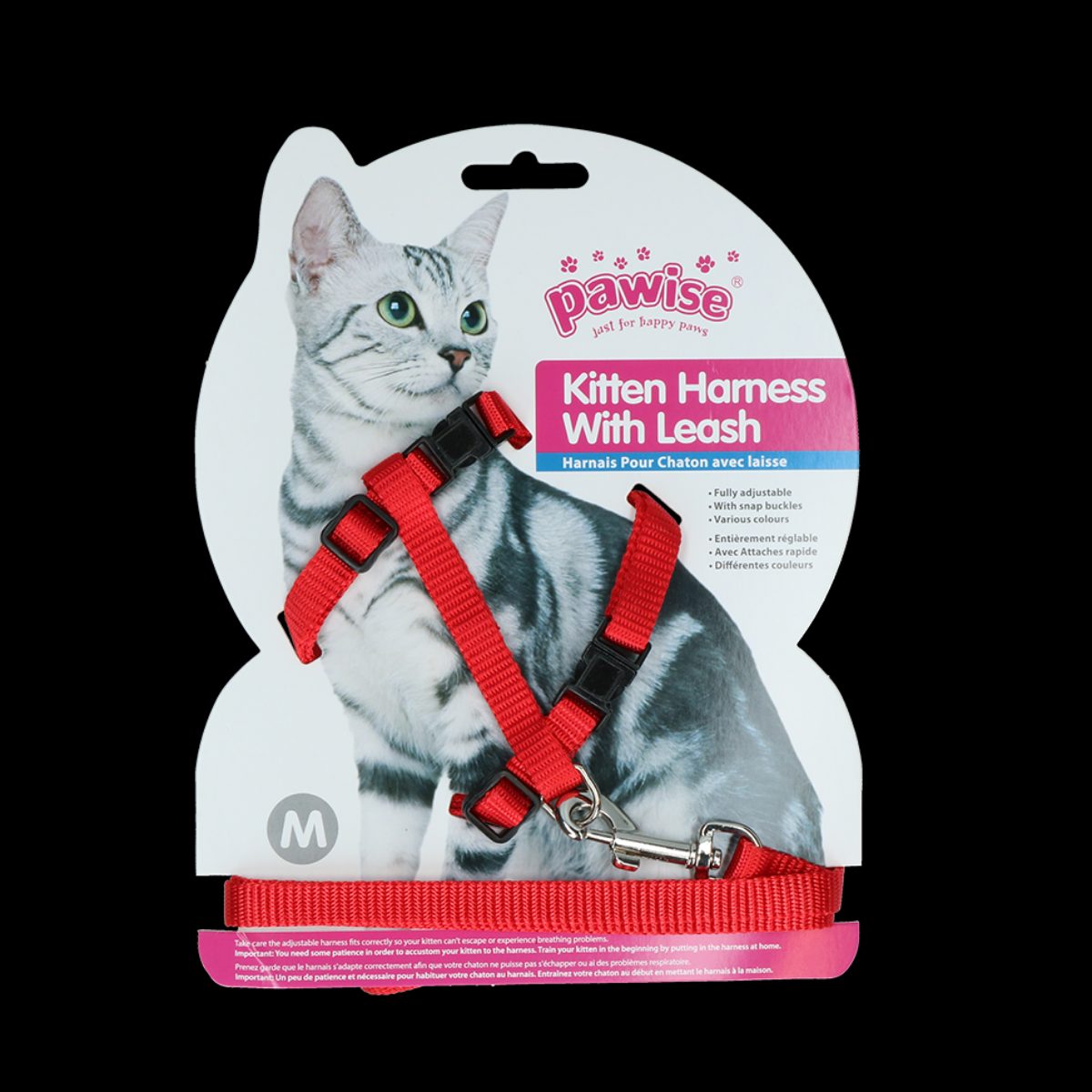 Pawise Kitten Harness With Leash Red/Blue M - Afbeelding 2