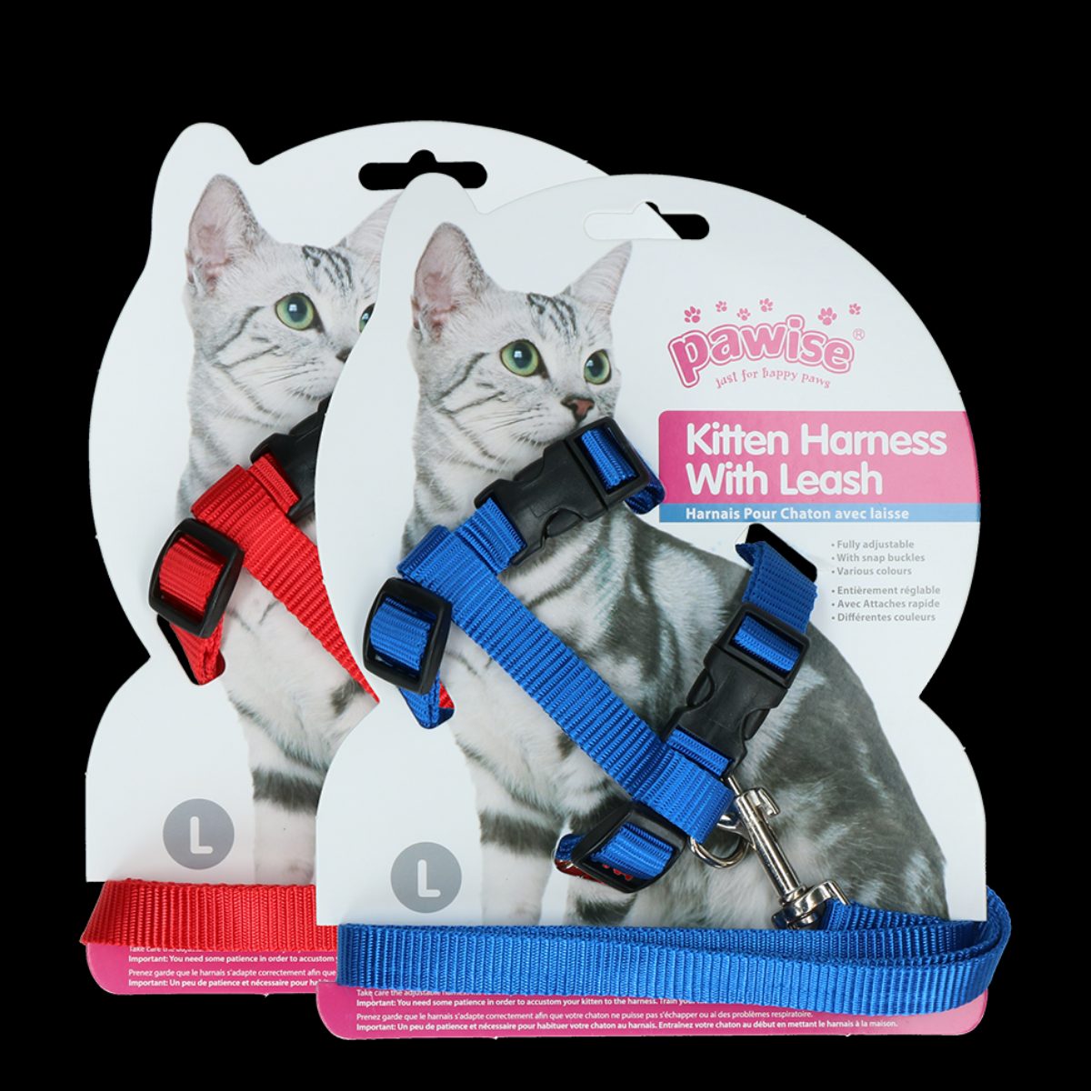 Pawise Kitten Harness With Leash Red/Blue L