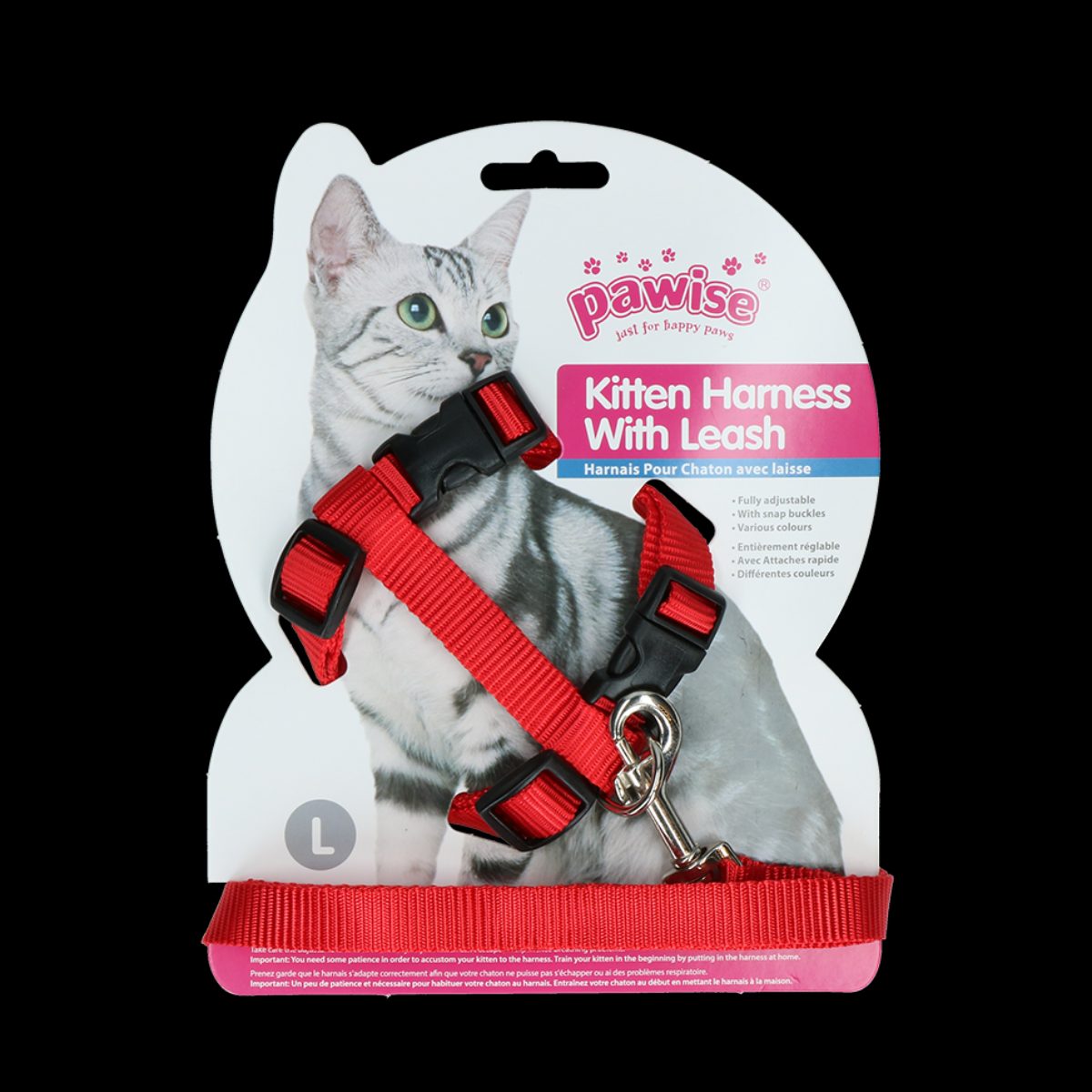 Pawise Kitten Harness With Leash Red/Blue L - Afbeelding 2