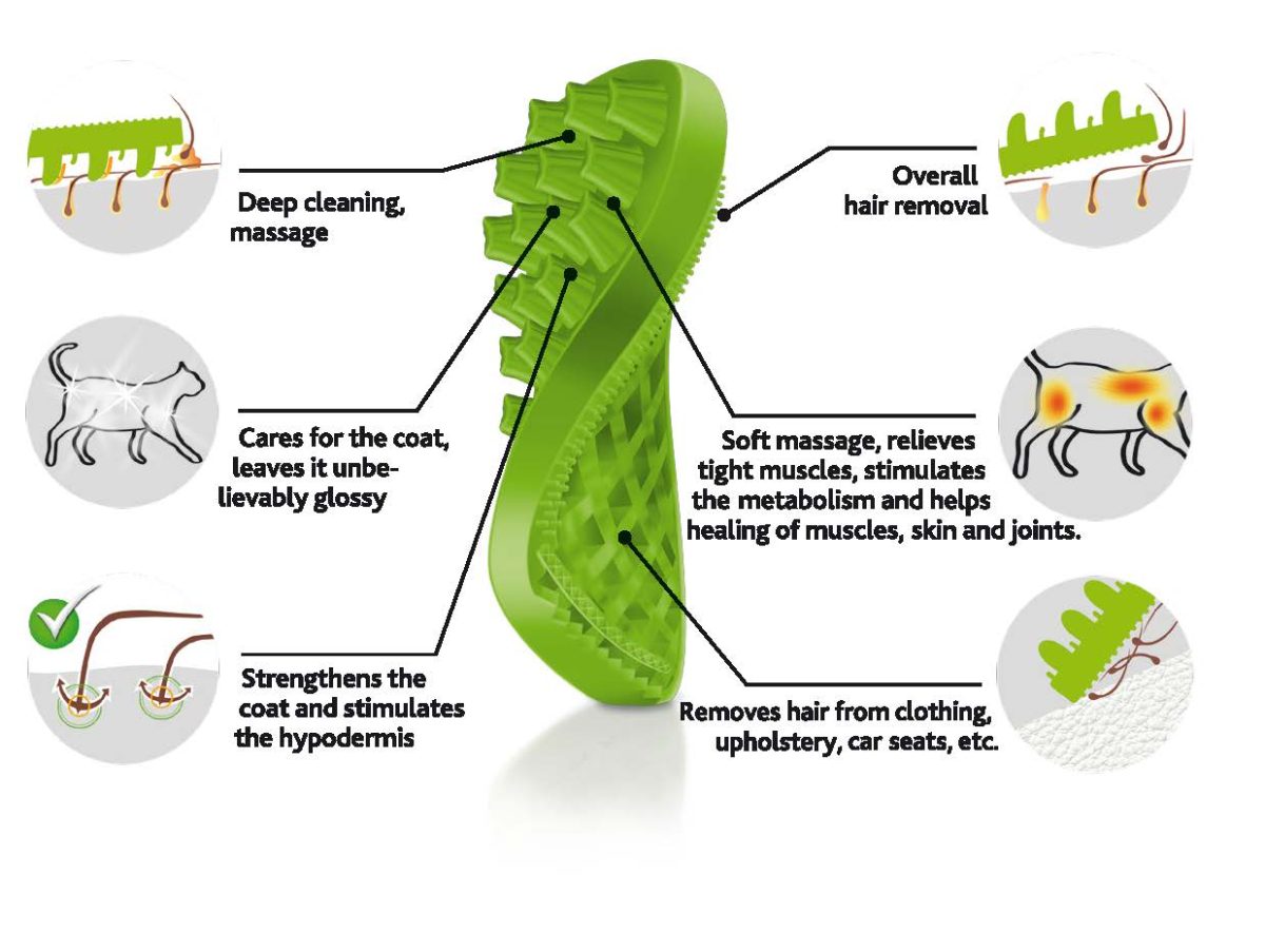 Pet+Me Cat Hair Brush Lang haar Groen - Afbeelding 3