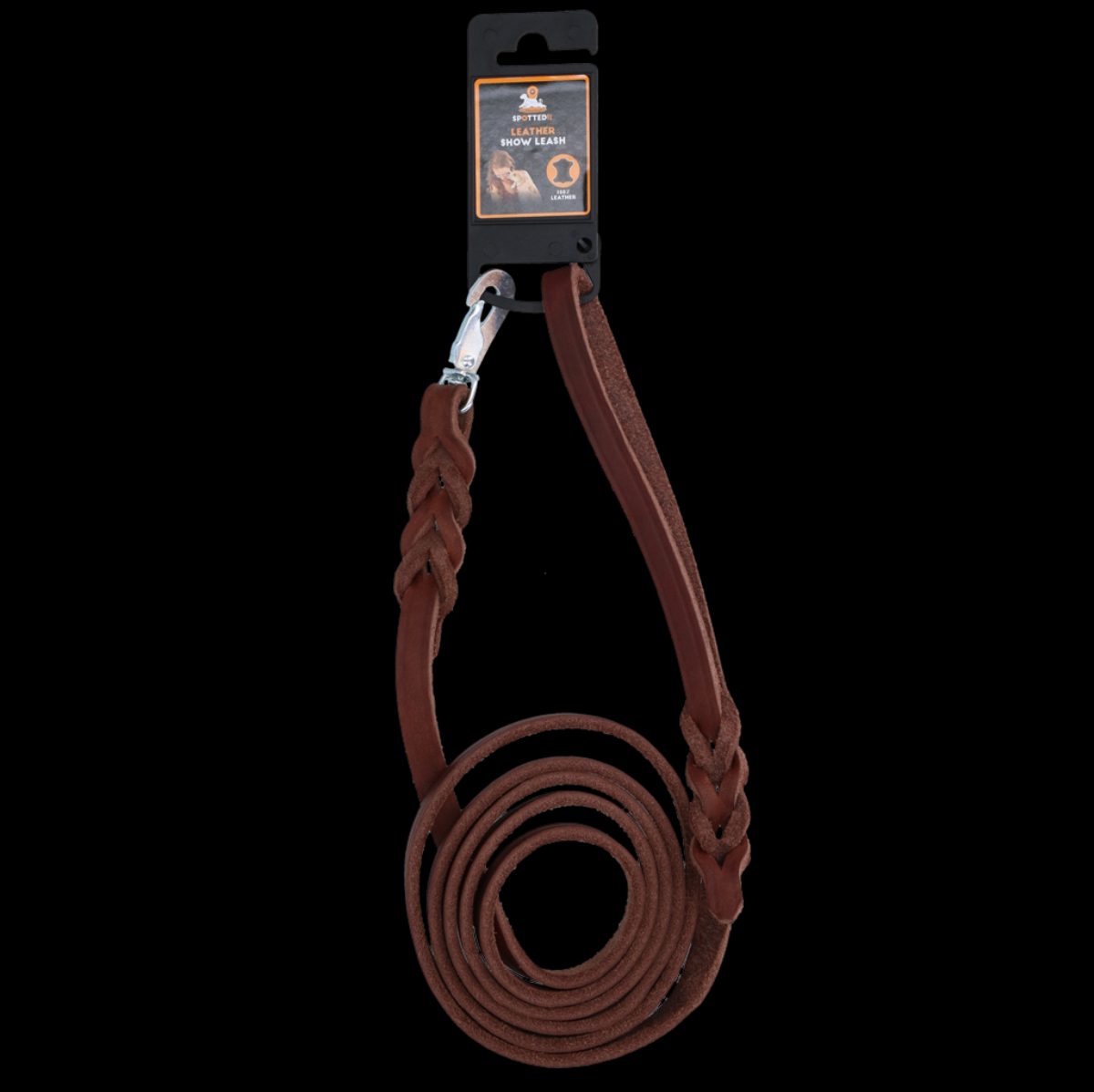 Spotted! Pro Leren Showlijn 180 cm x 10 mm - Bruin (Kliphaak) - Afbeelding 2