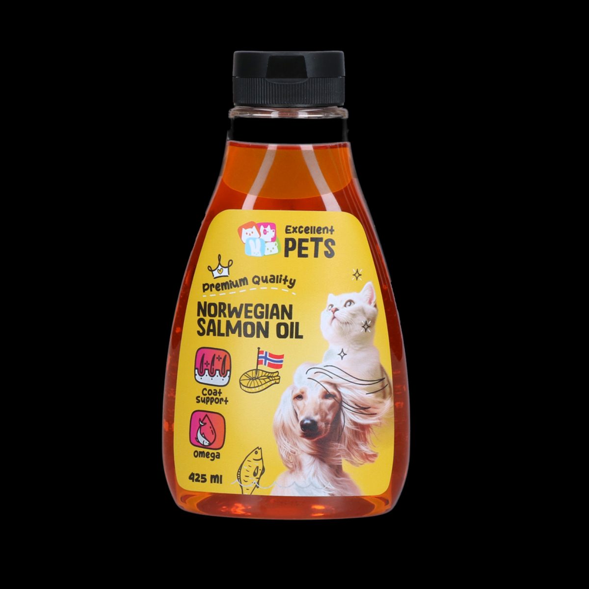 Excellent Pets Noorse Zalmolie 425 ml (knijpflacon)