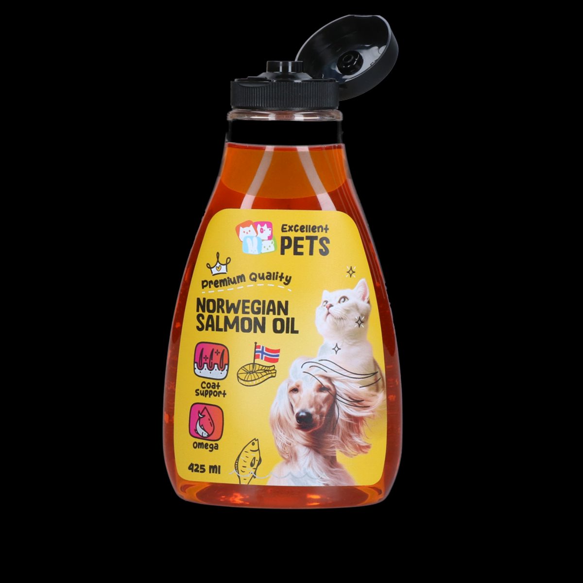 Excellent Pets Noorse Zalmolie 425 ml (knijpflacon) - Afbeelding 2