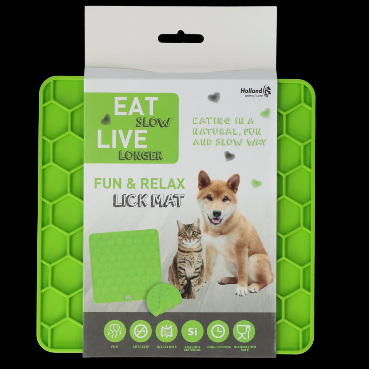 Eat Slow Live Longer Lick Mat Honeycomb Groen