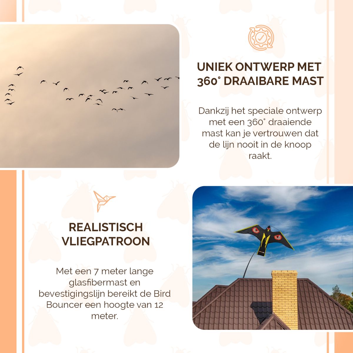 Knock Pest Vogel Verschrikker vlieger complete set 7 m - Afbeelding 3