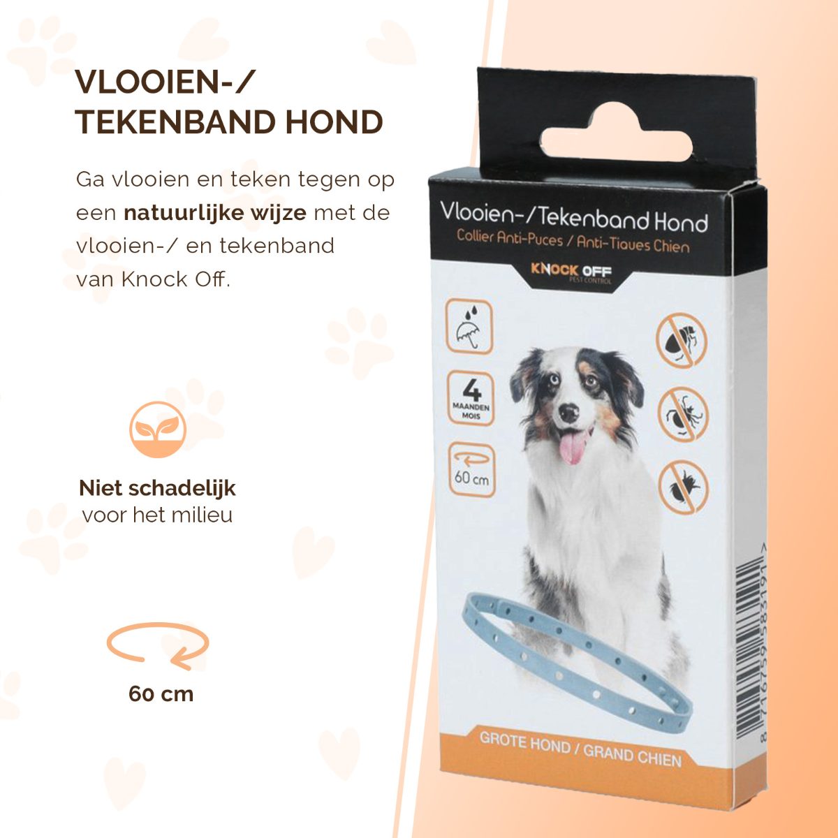 Knock Pest Vlooien/Tekenband Hond 59 cm NL/FR - Afbeelding 2