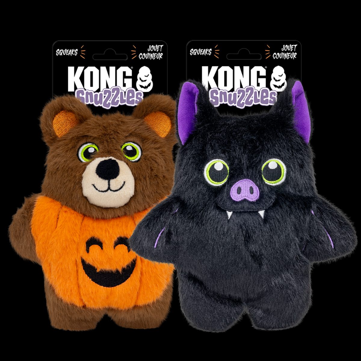 KONG Halloween Snuzzles Bat & Bear Assorti