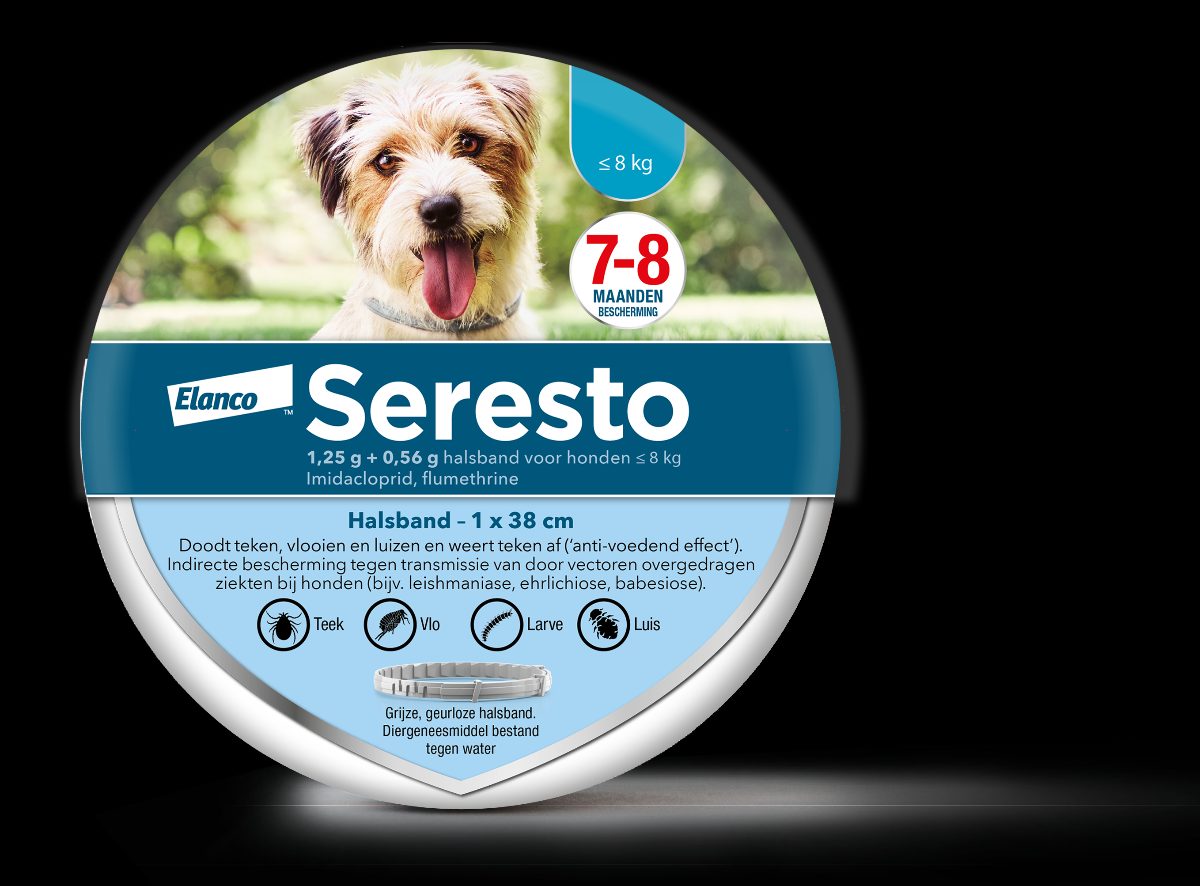Seresto vlooien- en tekenband voor honden Tot 8 kg (1,25 g + 0,56 g)