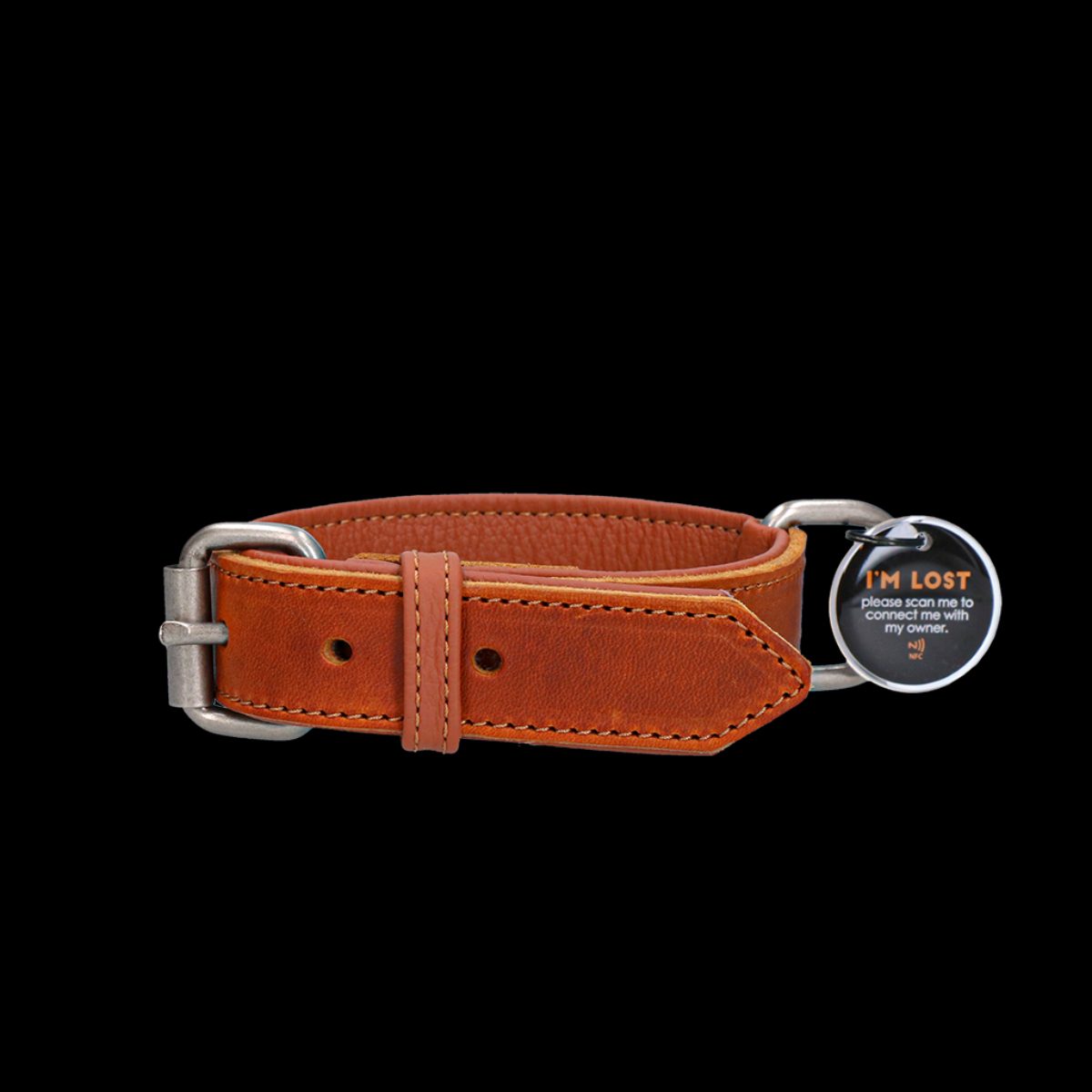 Spotted! Pro Leren Halsband 60 cm - Cognac